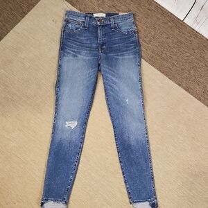Madewell 10" High Rise Skinny Distressed Jeans NWT 26 Raw Hem